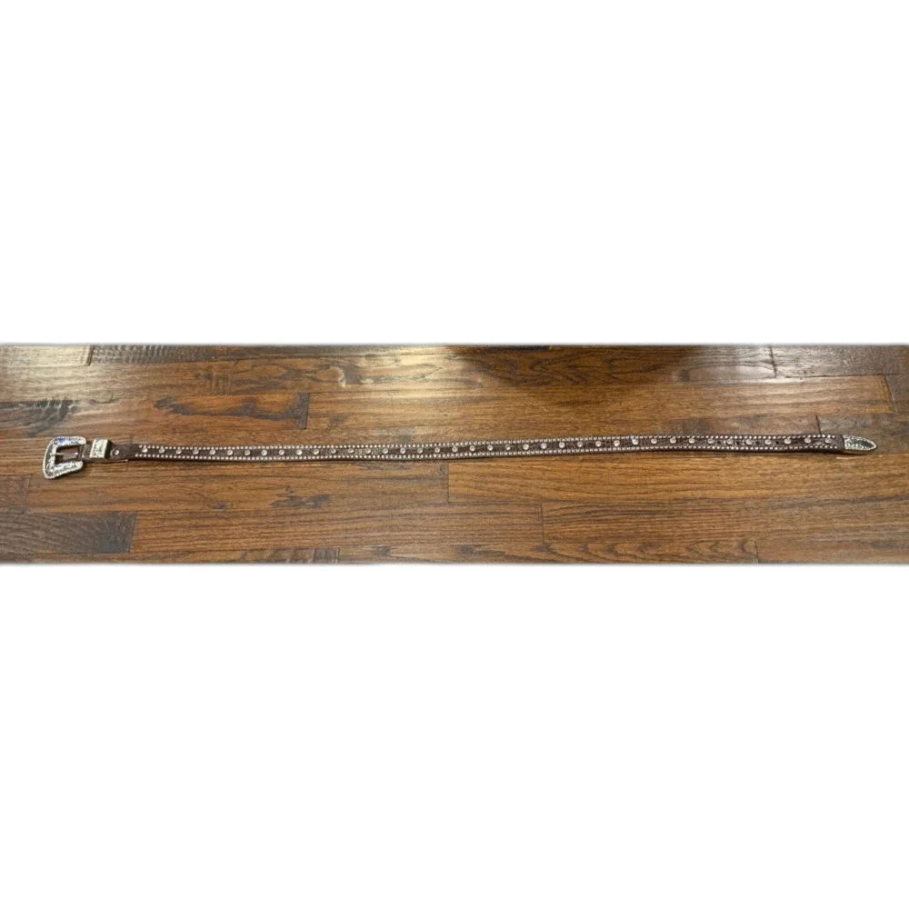 Nocona women's western belt brown leather rhinestones cowgirl rodeo EUC size XL